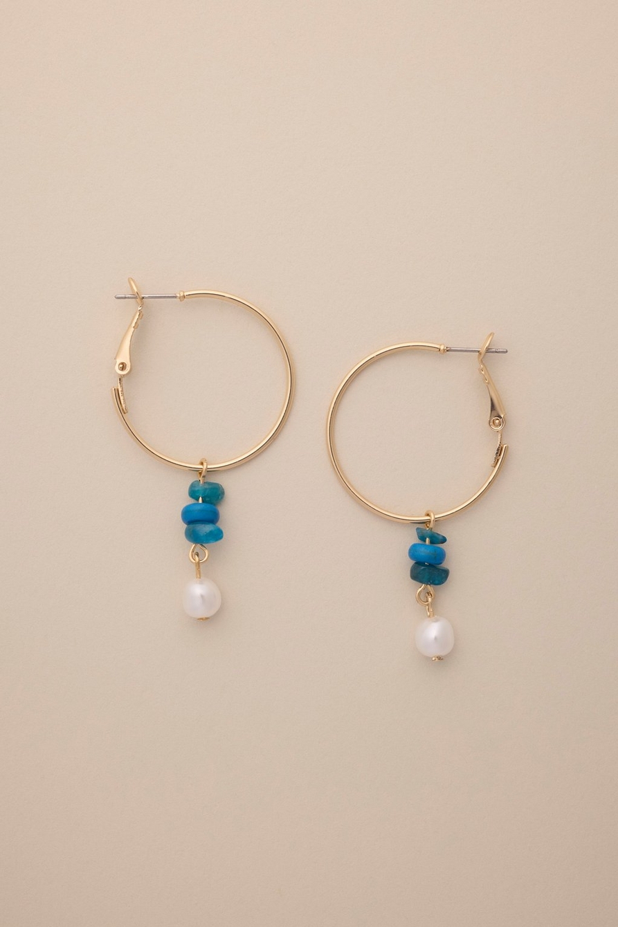 turquoise and pearl hoop earrings